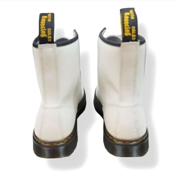 NEW Dr. Martens Zavala T Lamper Combat Boot in White Leather Unisex M 10/W 11 - Picture 8 of 16
